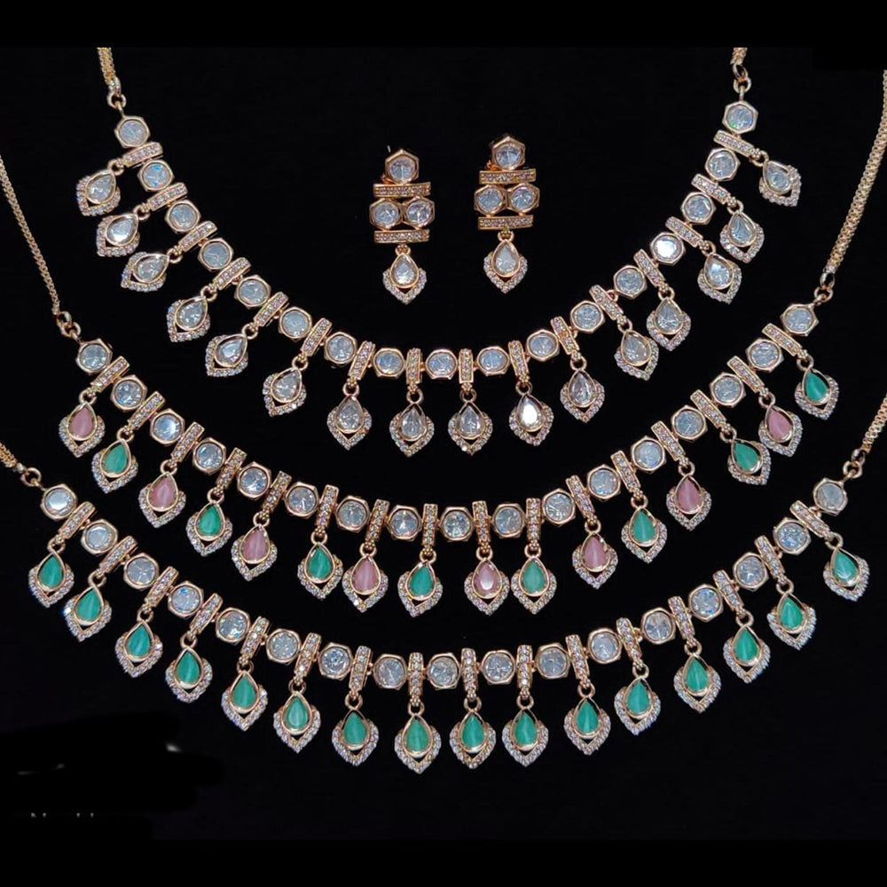 Kavita Art Gold Plated Polki Kundan Stone Necklace Set