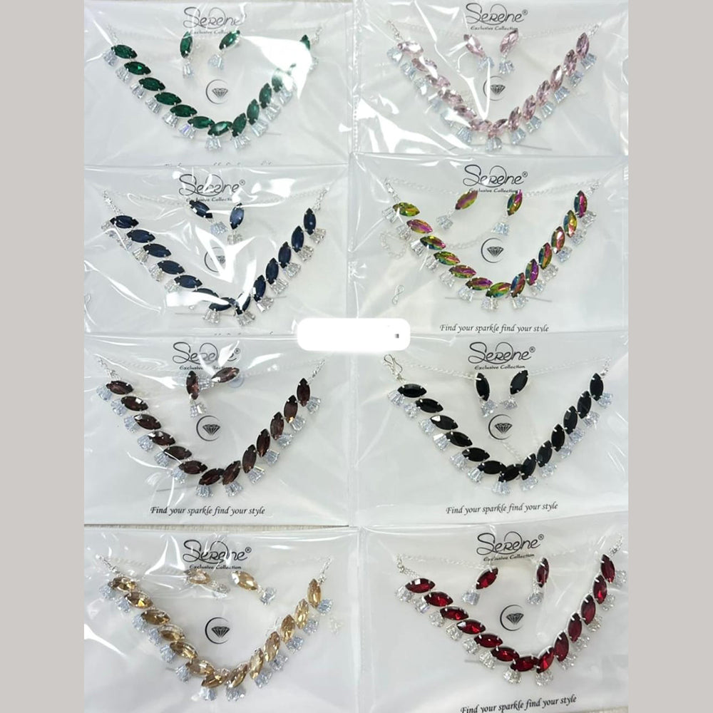 Kavita Art Silver Plated Crystal Stone Necklace Set