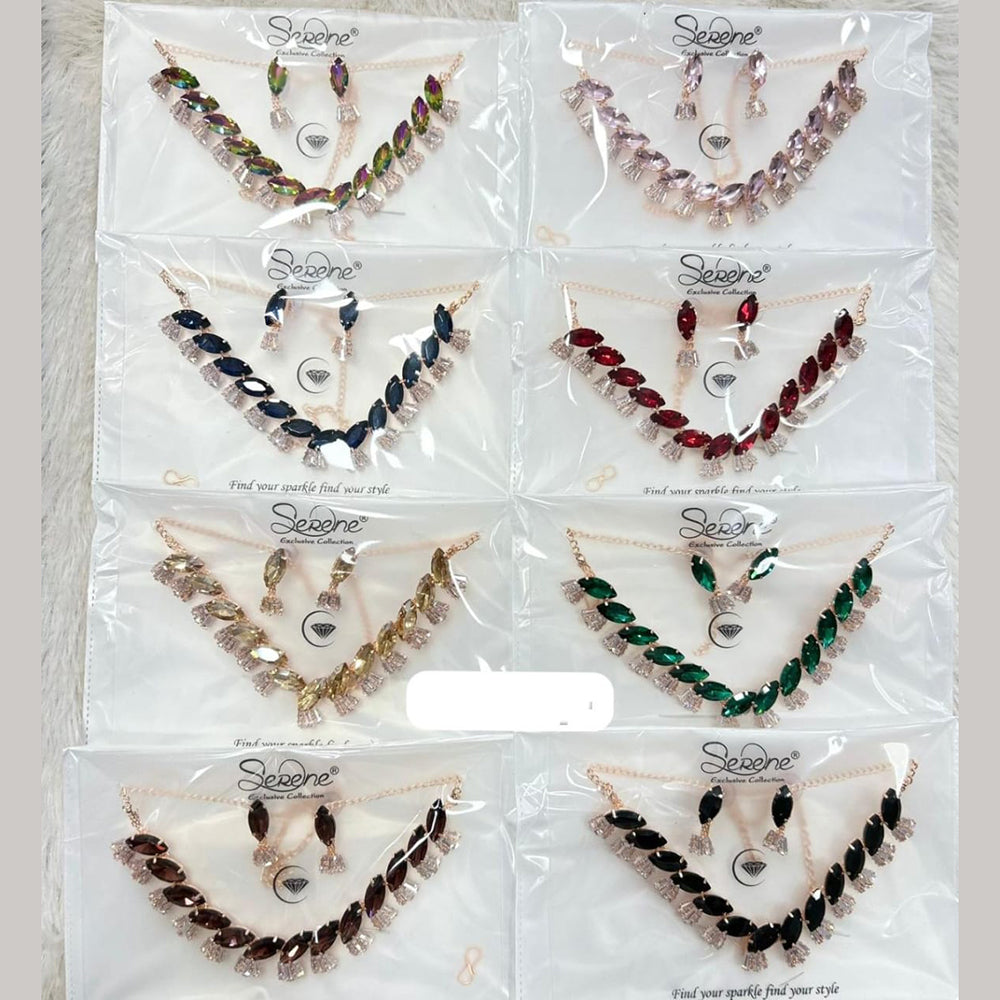 Kavita Art Rose Gold Plated Crystal Stone Necklace Set