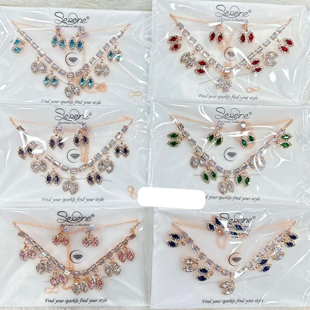 Kavita Art Rose Gold Plated Crystal Stone Necklace Set