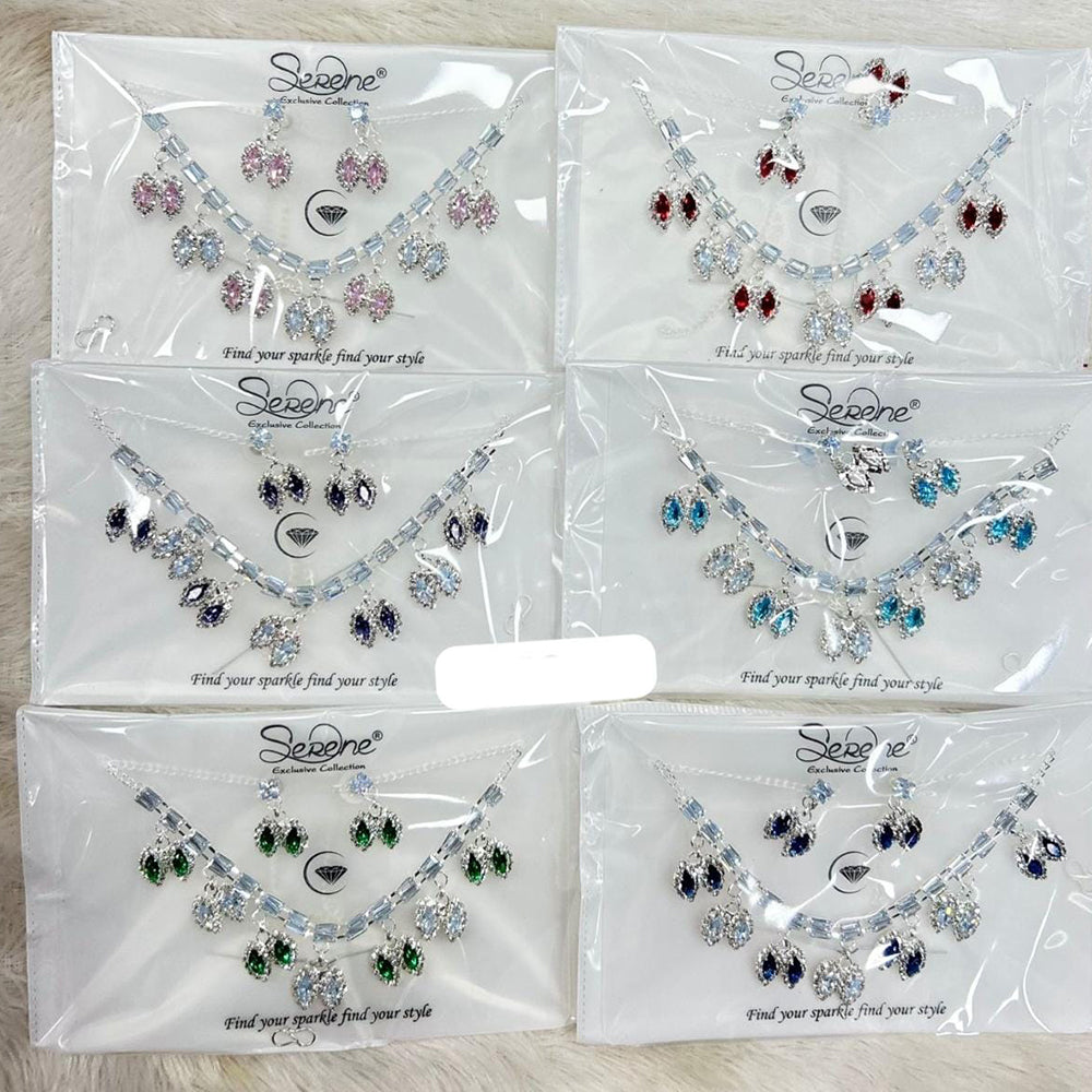 Kavita Art Silver Plated Crystal Stone Necklace Set