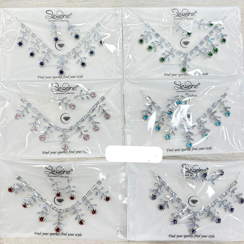 Kavita Art Silver Plated Crystal Stone Necklace Set