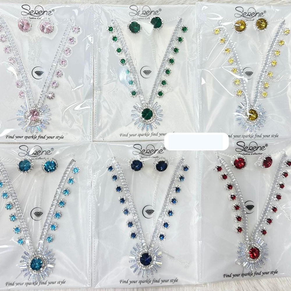 Kavita Art Silver Plated Crystal Stone Necklace Set