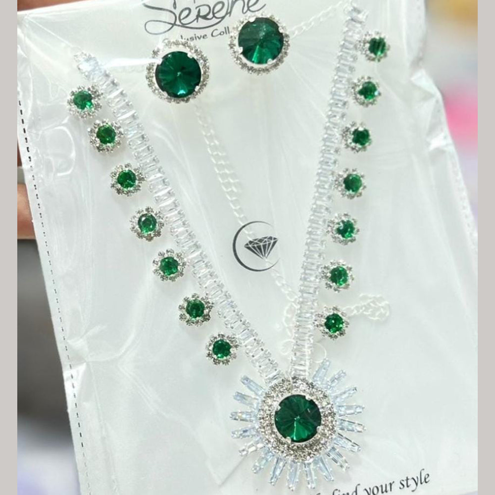 Kavita Art Silver Plated Crystal Stone Necklace Set