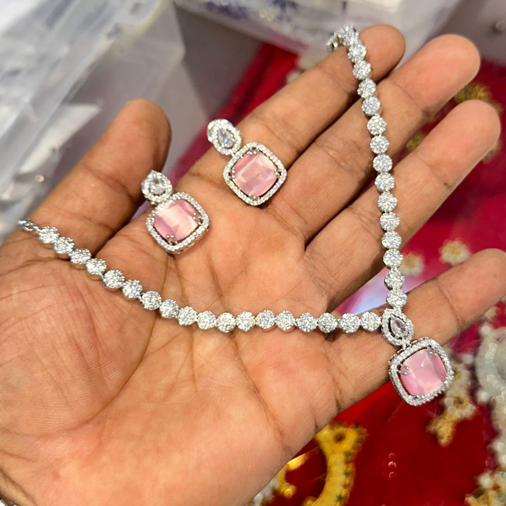 Kavita Art Silver Plated AD Necklace Set