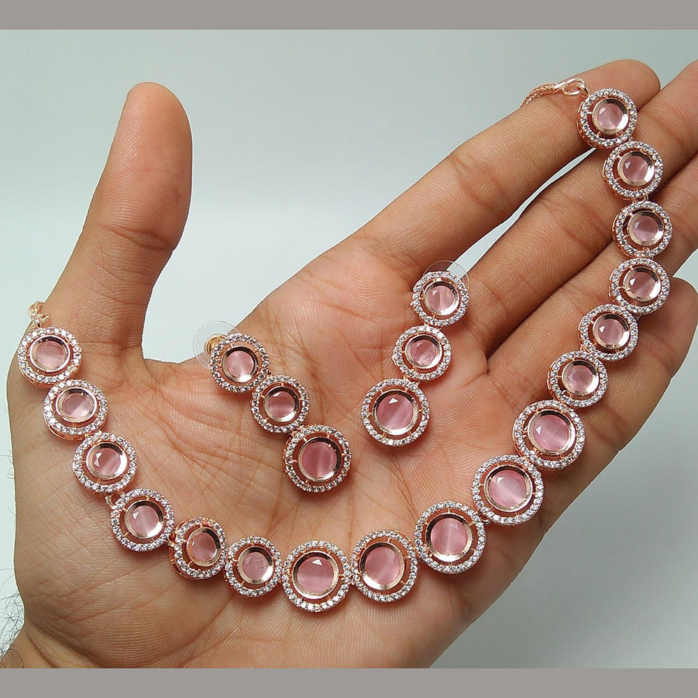 Kavita Art Rose Gold Plated AD Necklace Set