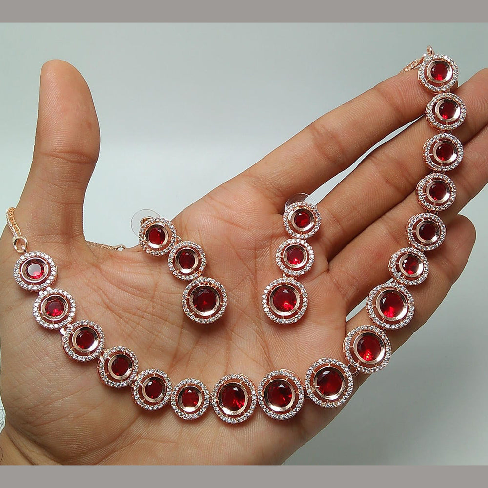 Kavita Art Rose Gold Plated AD Necklace Set