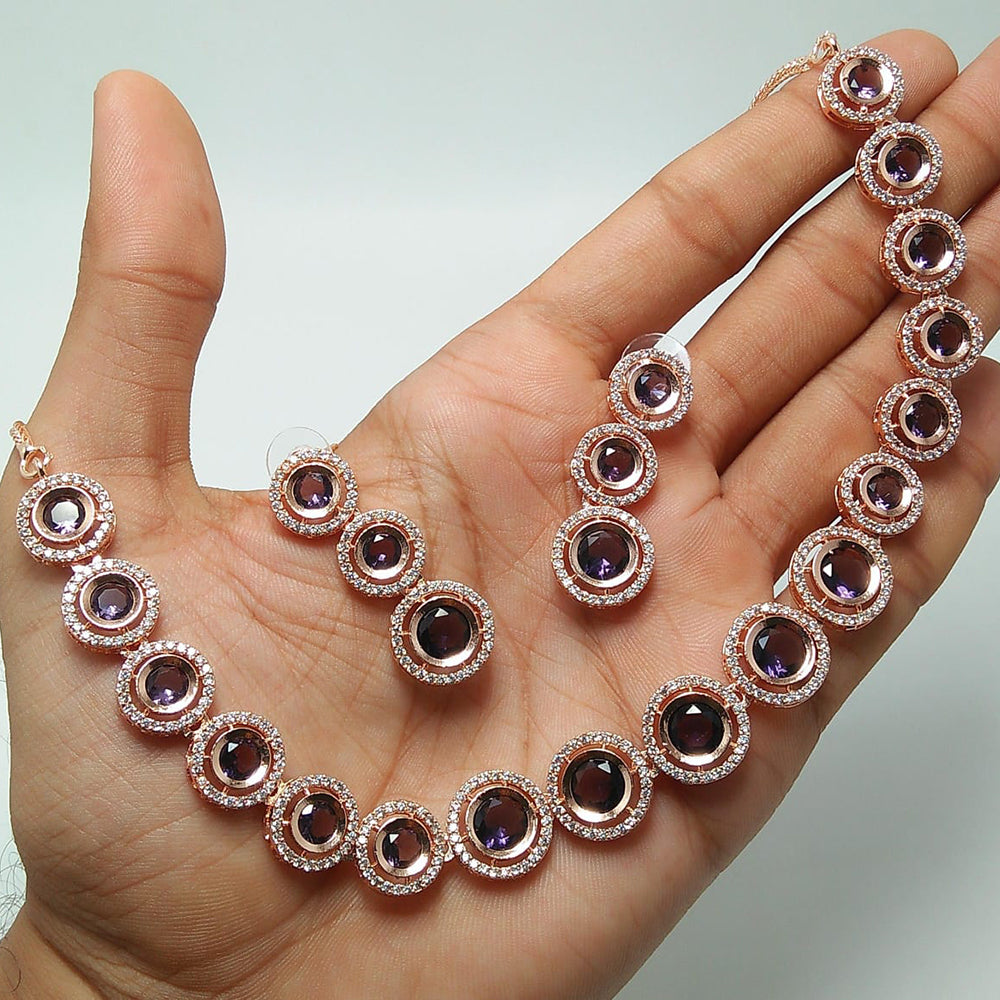 Kavita Art Rose Gold Plated AD Necklace Set