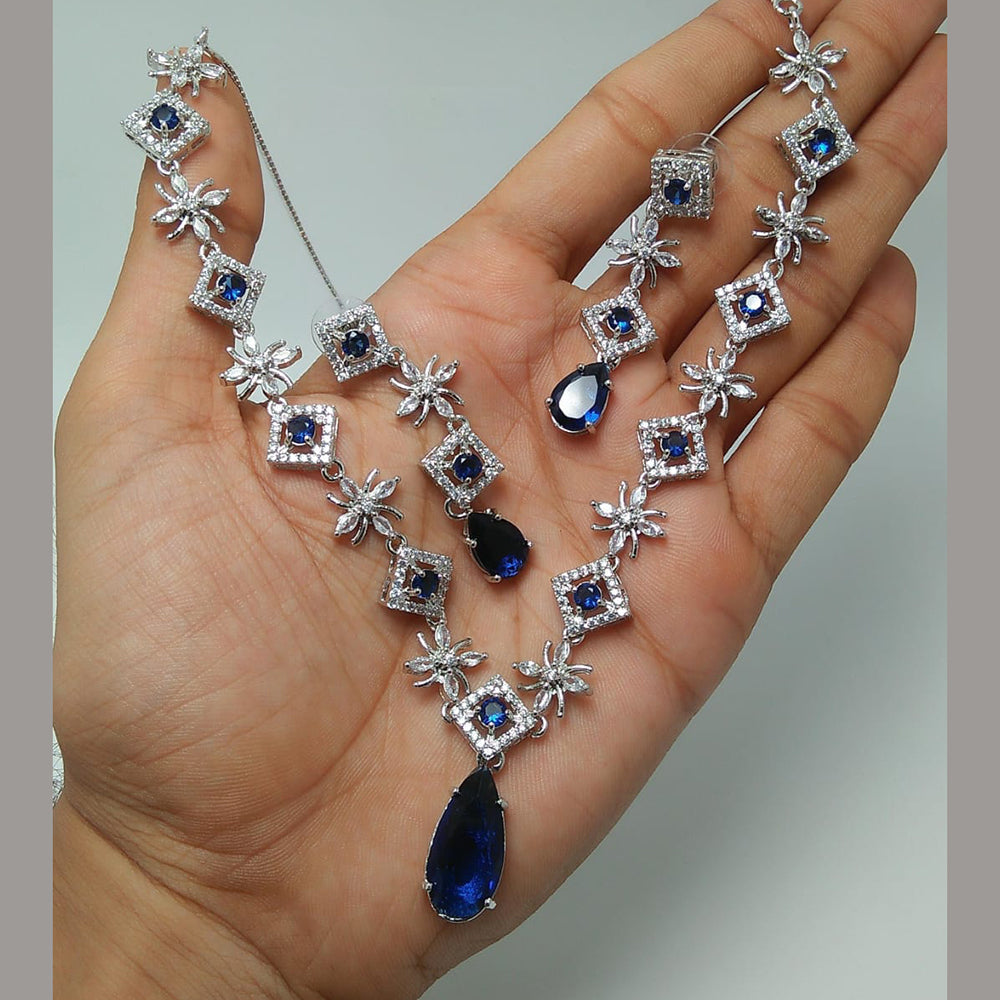 Kavita Art Silver Plated AD Necklace Set