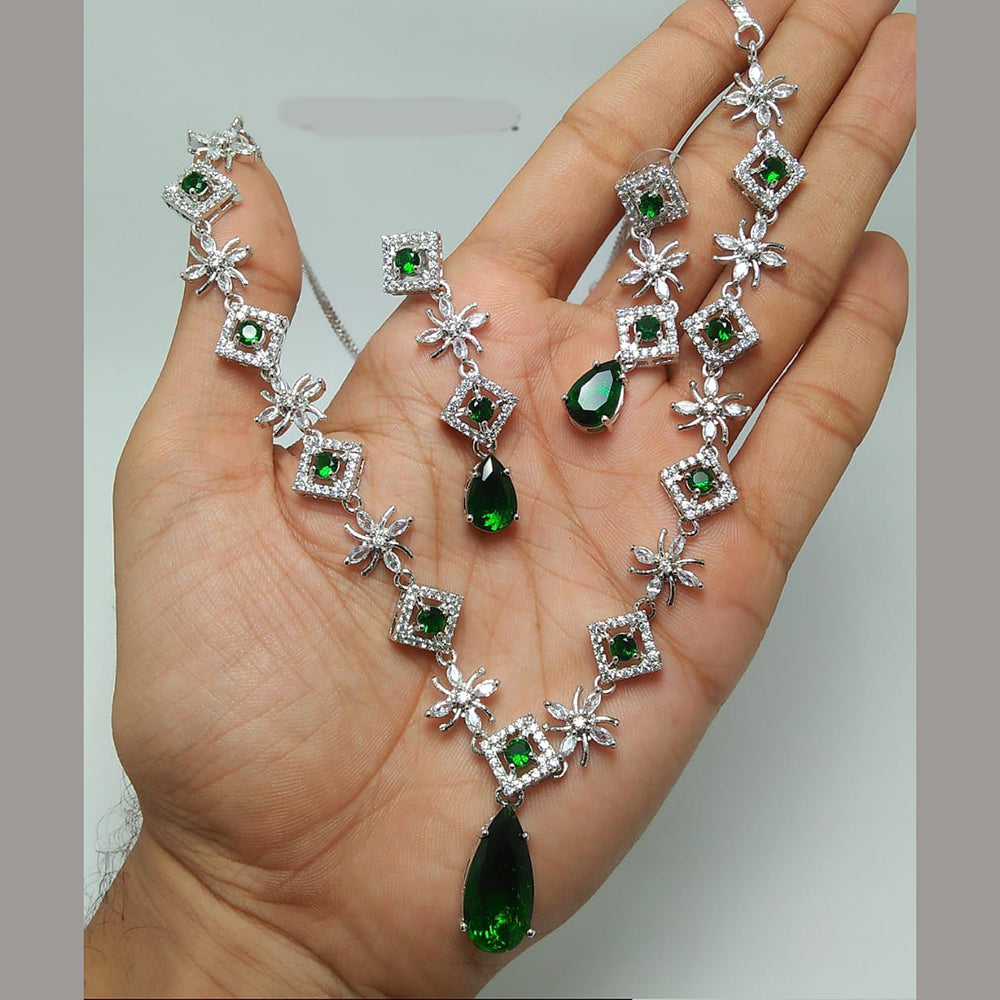 Kavita Art Silver Plated AD Necklace Set