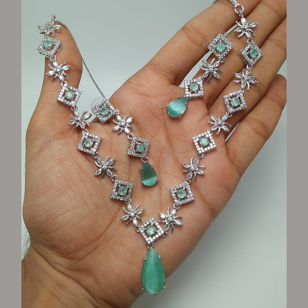 Kavita Art Silver Plated AD Necklace Set