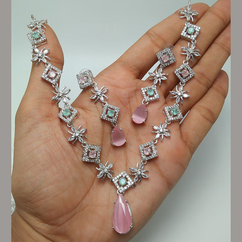 Kavita Art Silver Plated AD Necklace Set