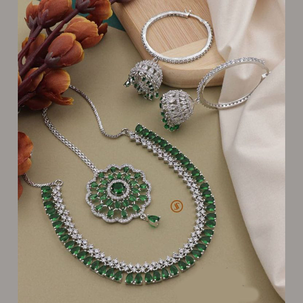 Kavita Art Silver Plated AD Necklace Set