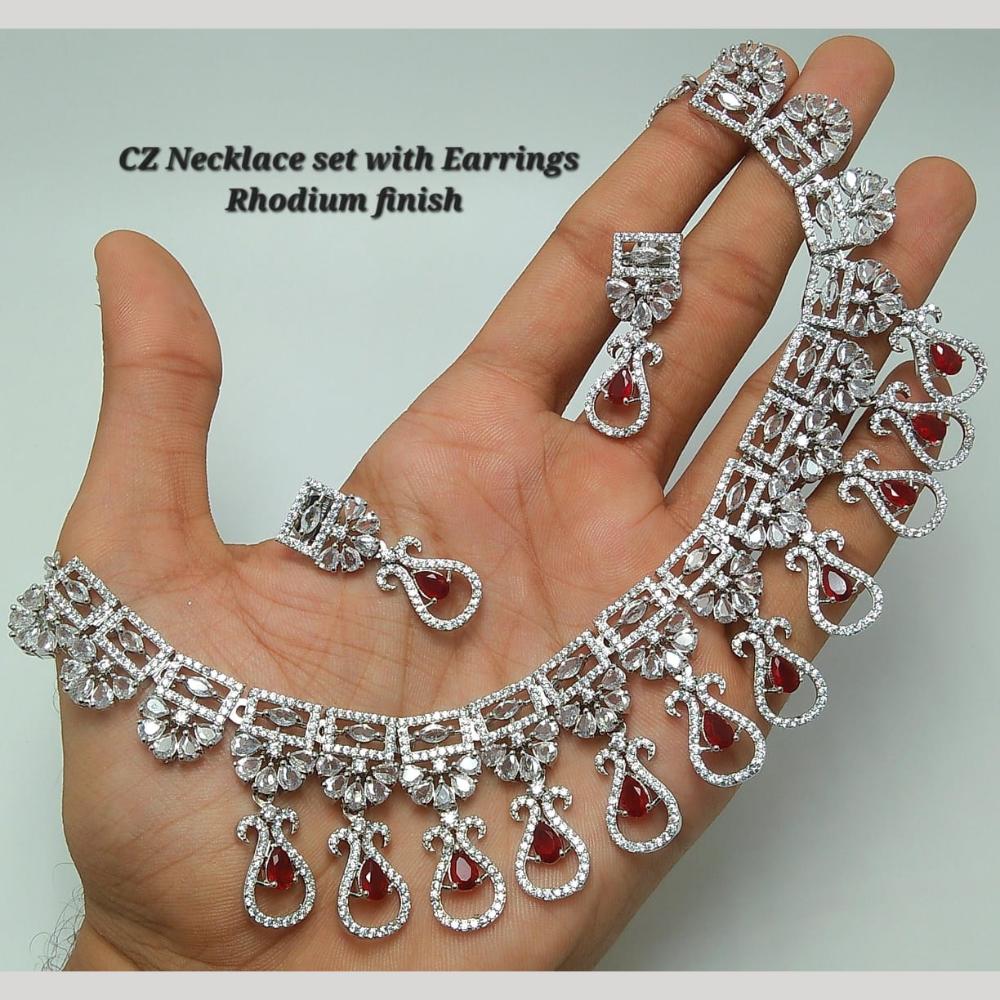 Kavita Art Silver Plated American Diamond Necklace Set