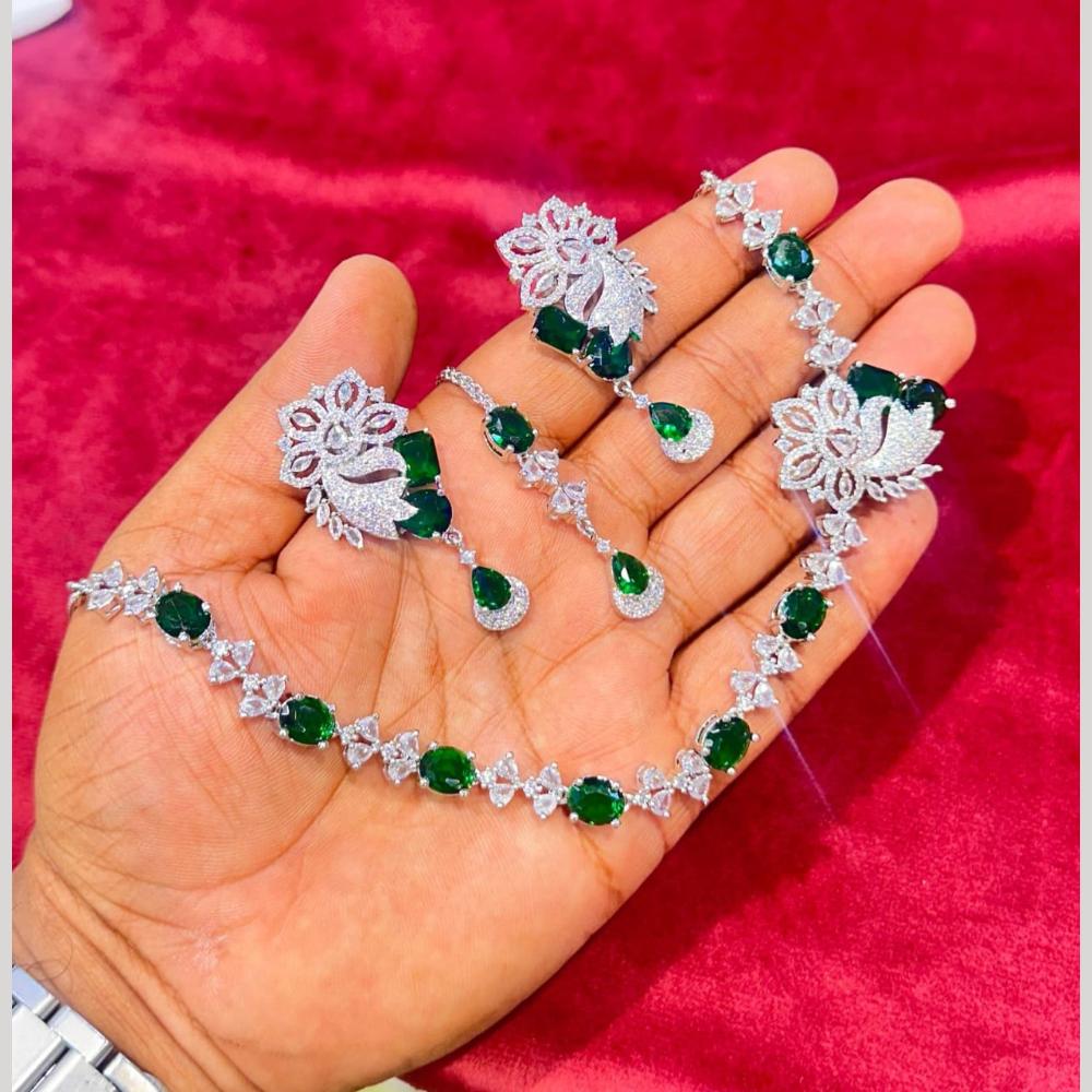 Kavita Art Silver Plated American Diamond Necklace Set