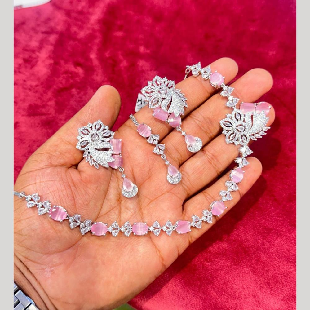 Kavita Art Silver Plated American Diamond Necklace Set