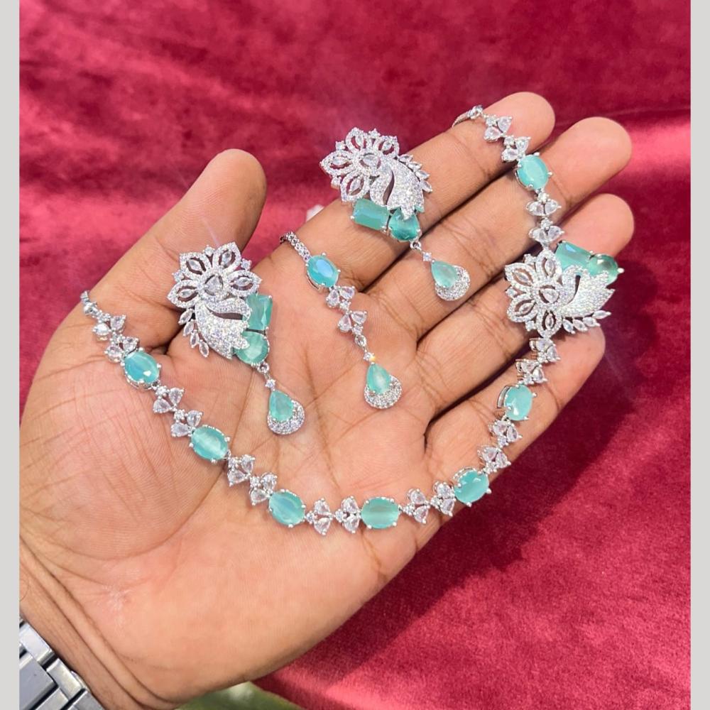 Kavita Art Silver Plated American Diamond Necklace Set