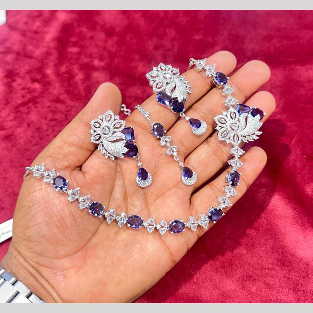 Kavita Art Silver Plated American Diamond Necklace Set