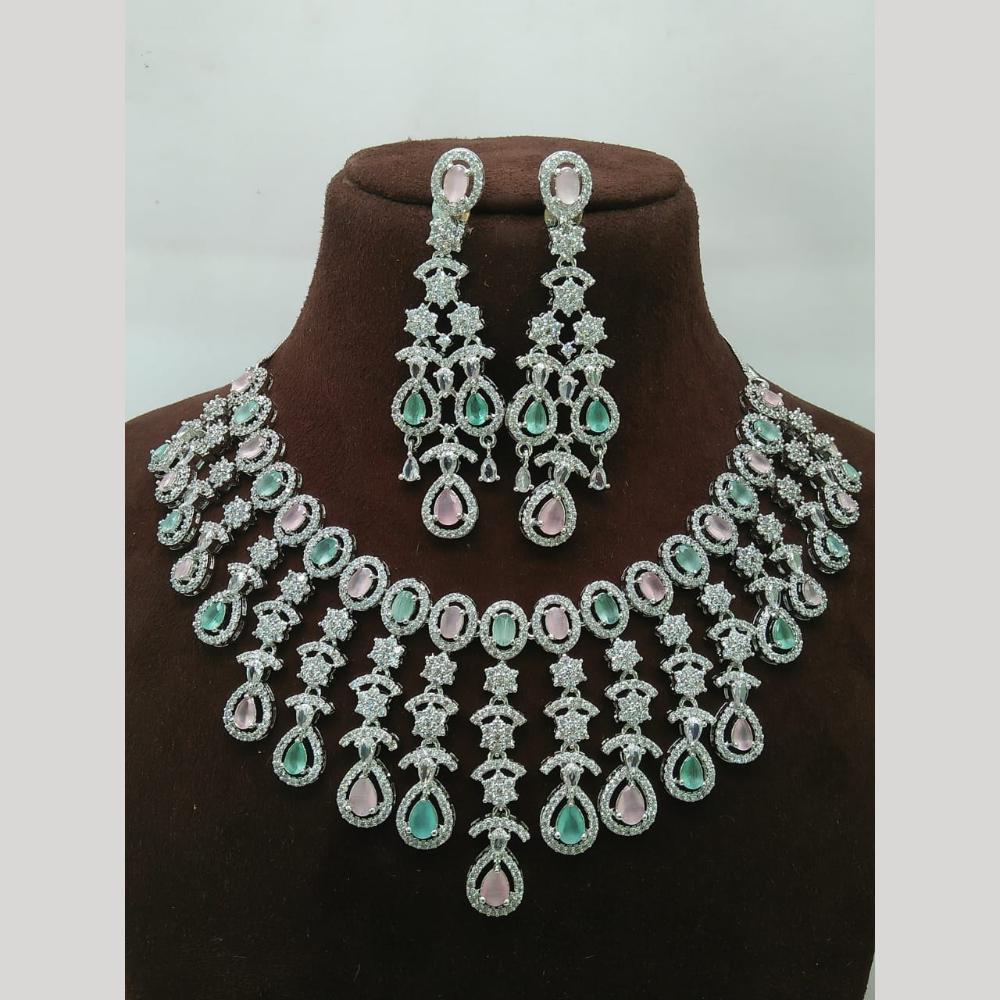 Kavita Art Silver Plated American Diamond Necklace Set