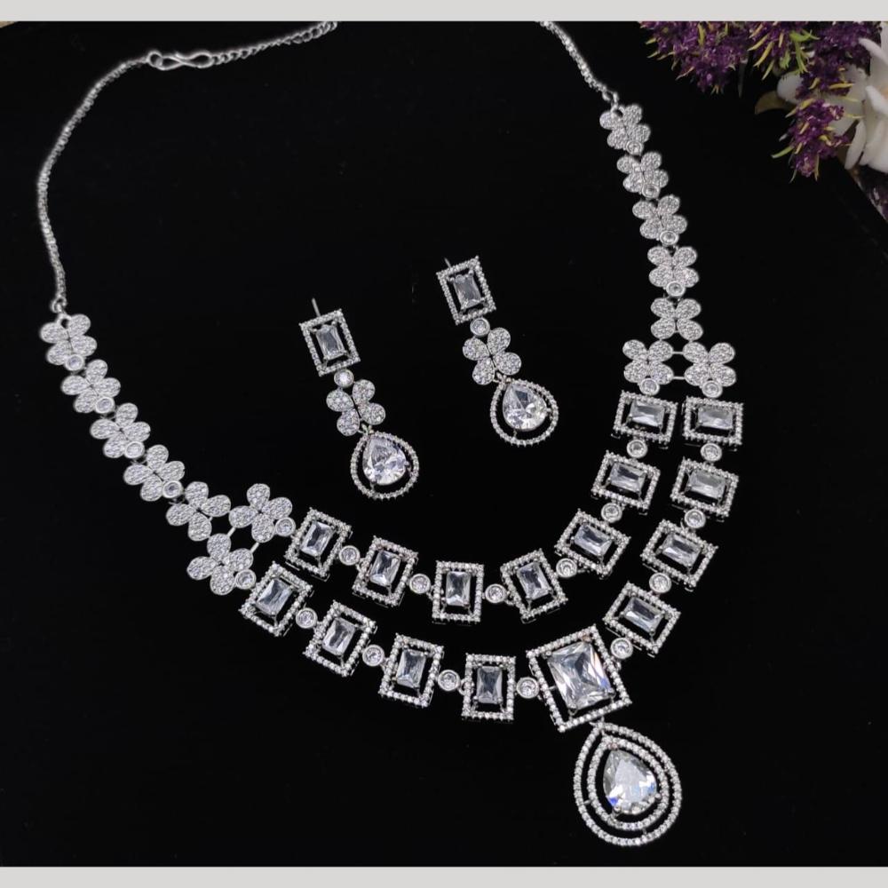 Kavita Art Silver Plated American Diamond Necklace Set