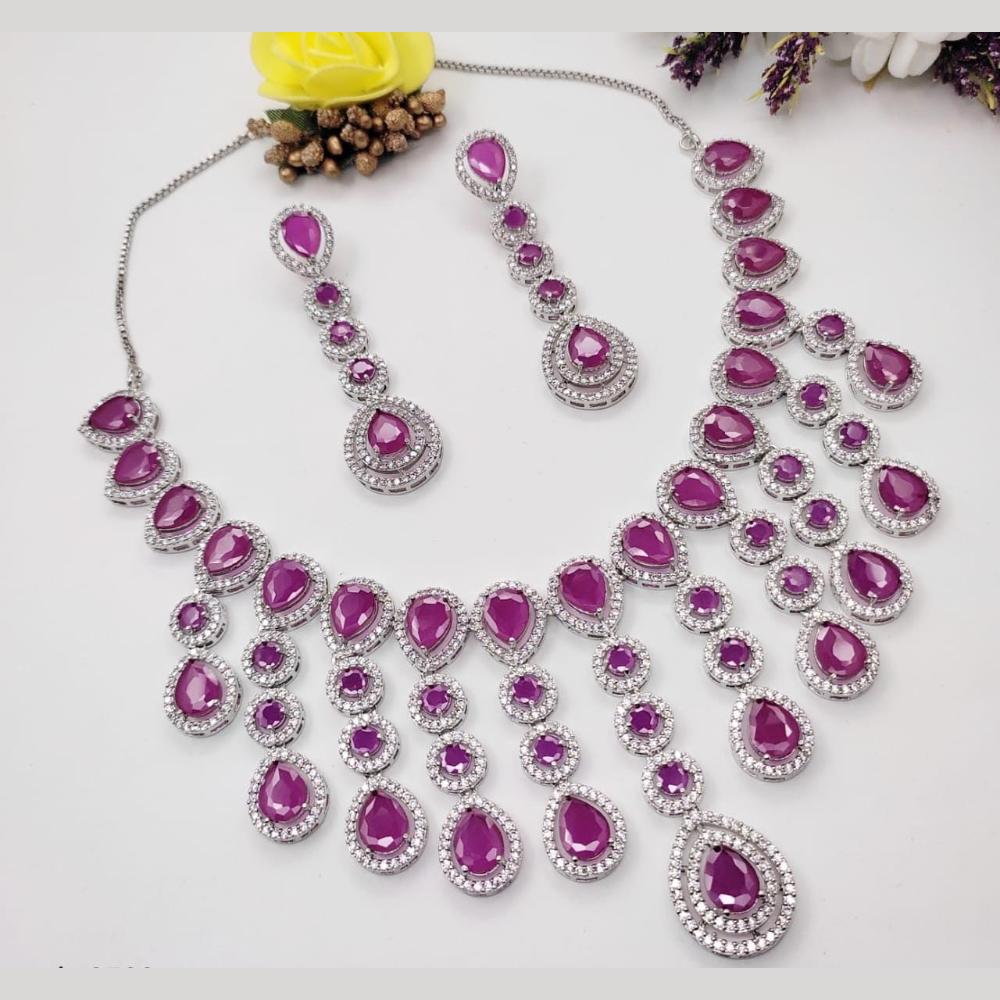 Kavita Art Silver Plated American Diamond Necklace Set