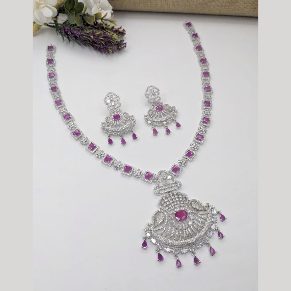 Kavita Art Silver Plated American Diamond Necklace Set