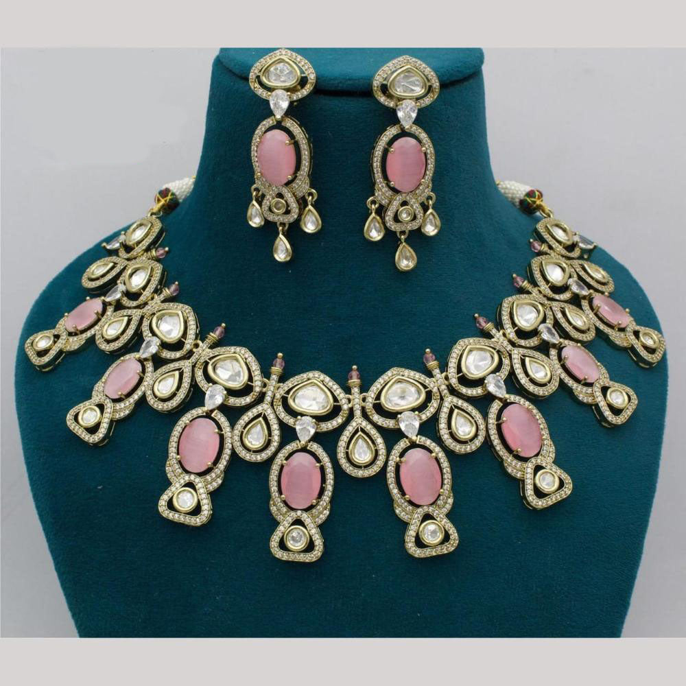 Kavita Art Gold Plated Kundan And Crystal Stone Necklace Set