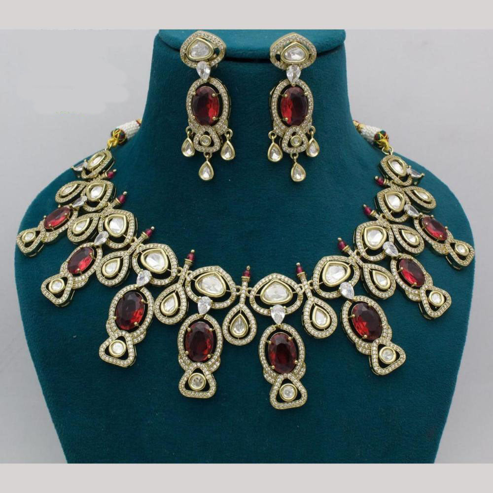 Kavita Art Gold Plated Kundan And Crystal Stone Necklace Set