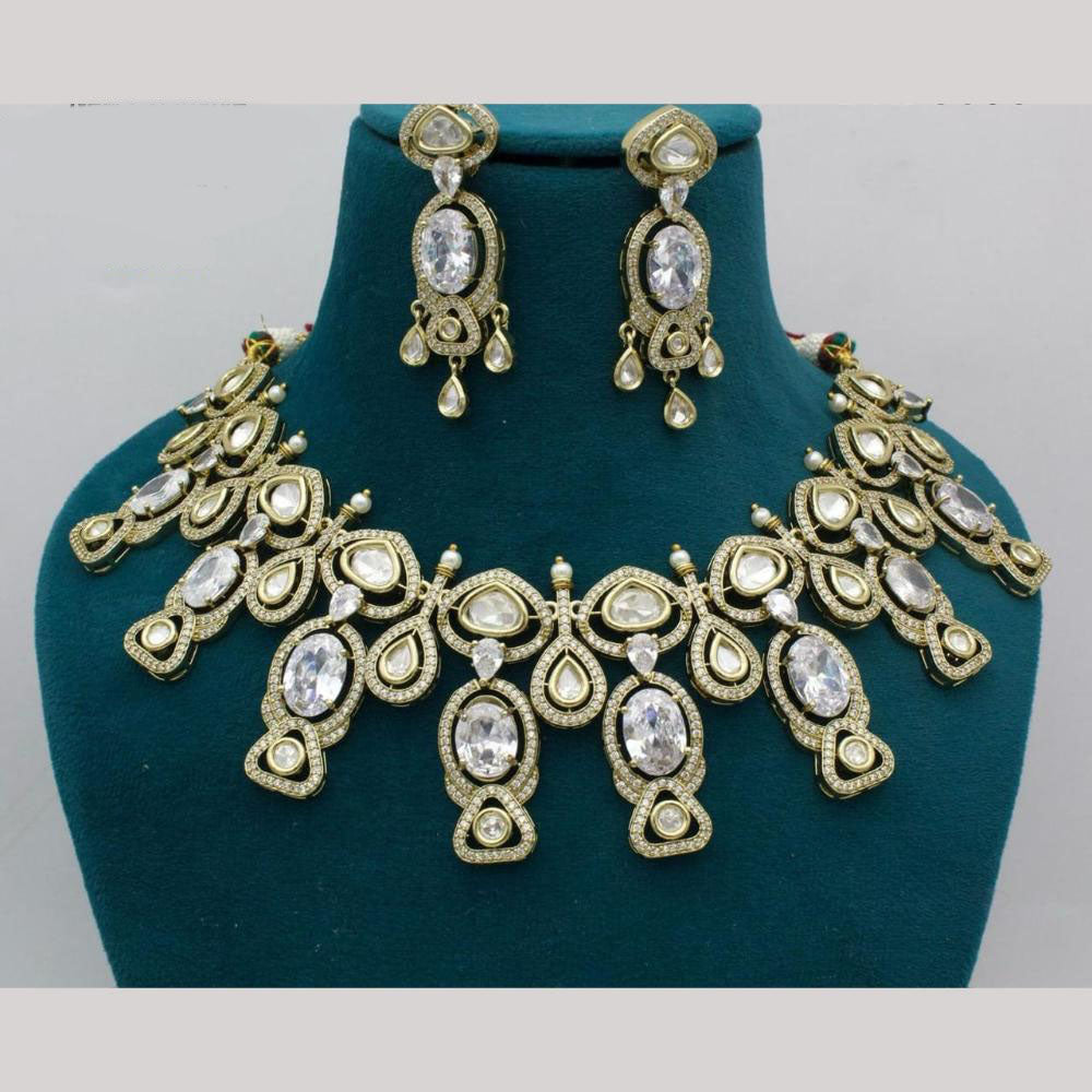 Kavita Art Gold Plated Kundan And Crystal Stone Necklace Set