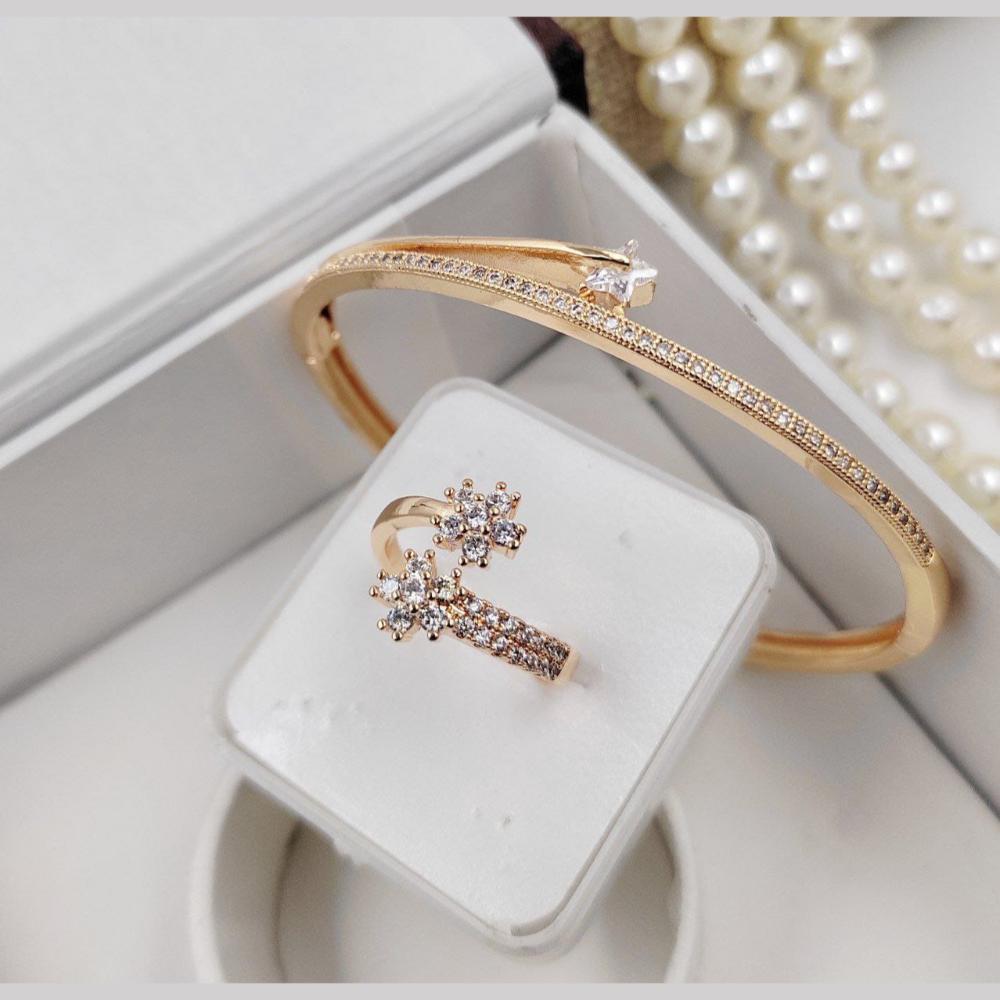 Kavita Art Gold Plated Austrian Stone Bracelet With Ring