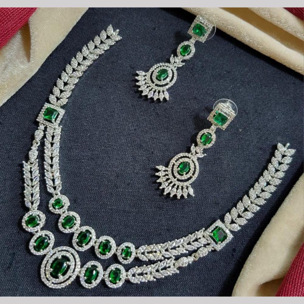 Kavita Art Silver Plated American Diamond Necklace Set