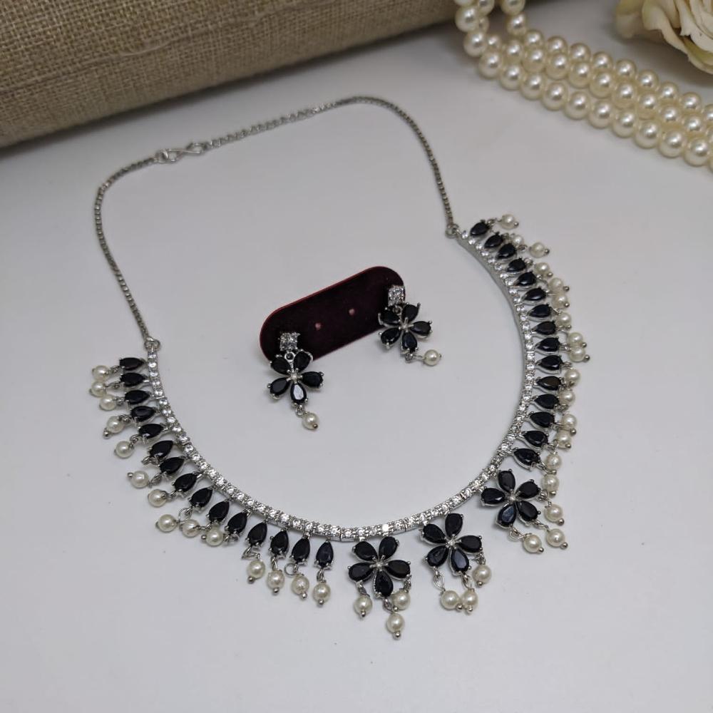 Kavita Art Silver Plated American Diamond Necklace Set