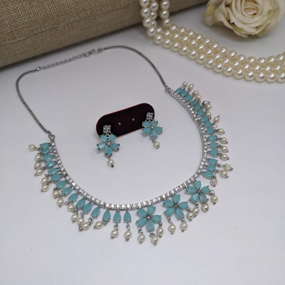 Kavita Art Silver Plated American Diamond Necklace Set