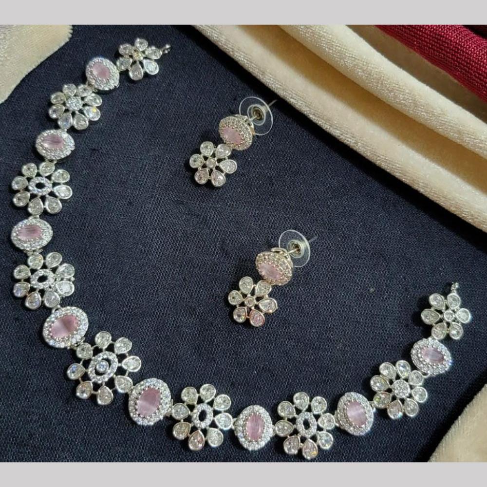 Kavita Art Silver Plated American Diamond Necklace Set