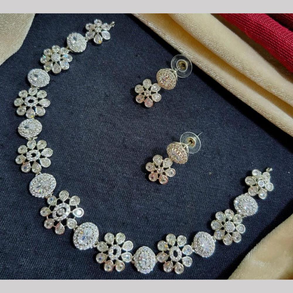 Kavita Art Silver Plated American Diamond Necklace Set