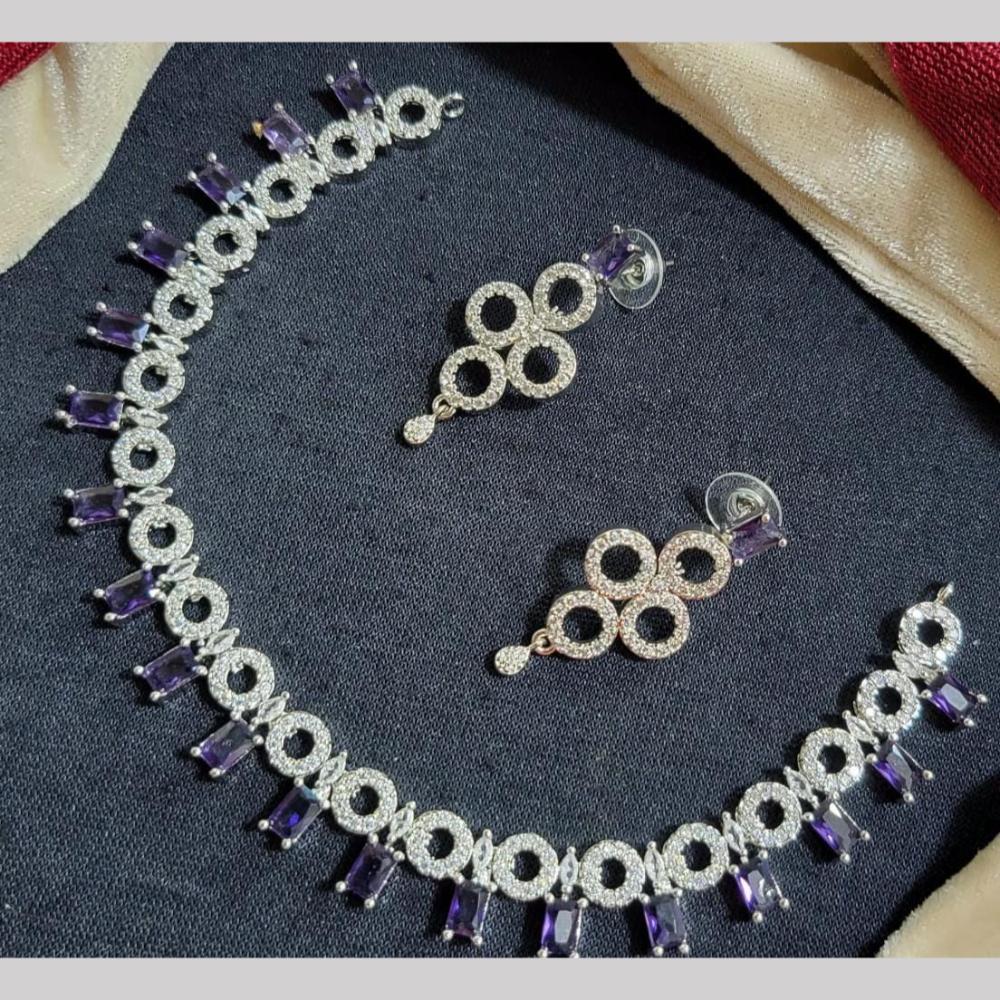 Kavita Art Silver Plated American Diamond Necklace Set