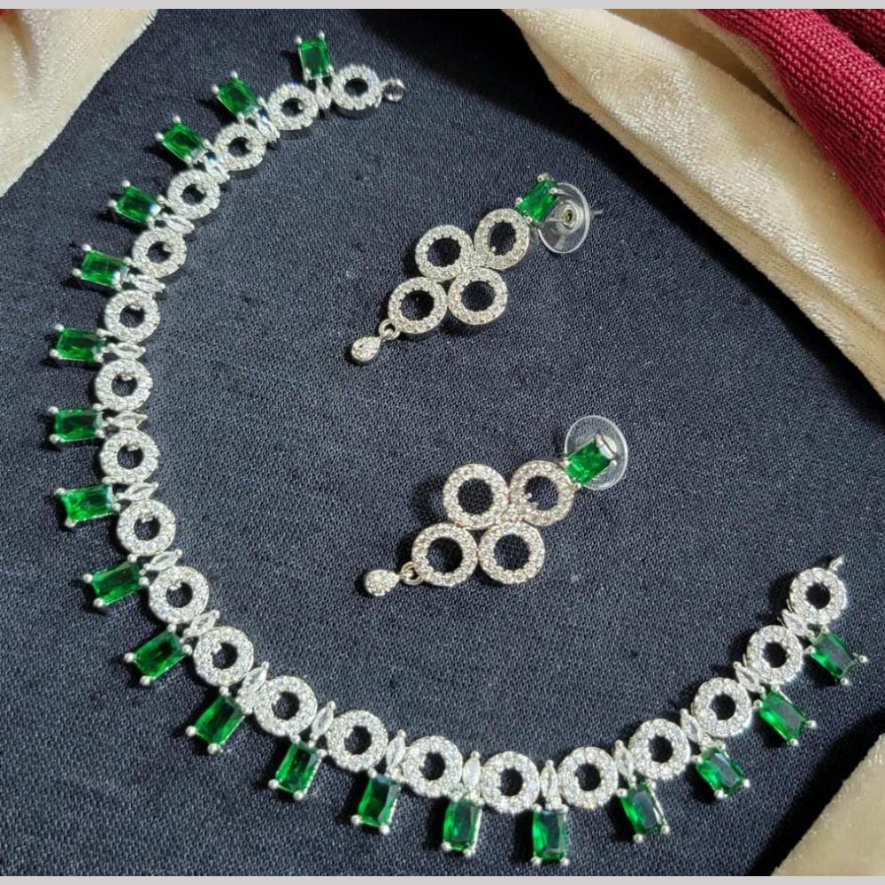 Kavita Art Silver Plated American Diamond Necklace Set