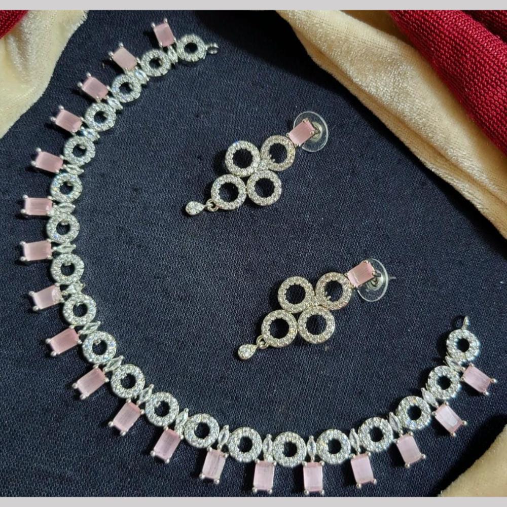 Kavita Art Silver Plated American Diamond Necklace Set