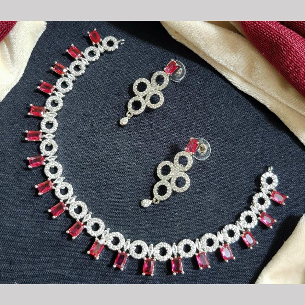 Kavita Art Silver Plated American Diamond Necklace Set