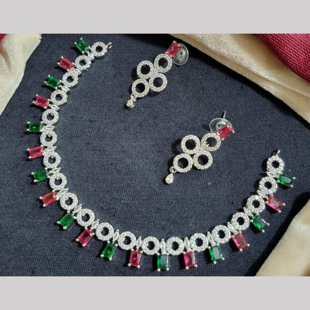 Kavita Art Silver Plated American Diamond Necklace Set