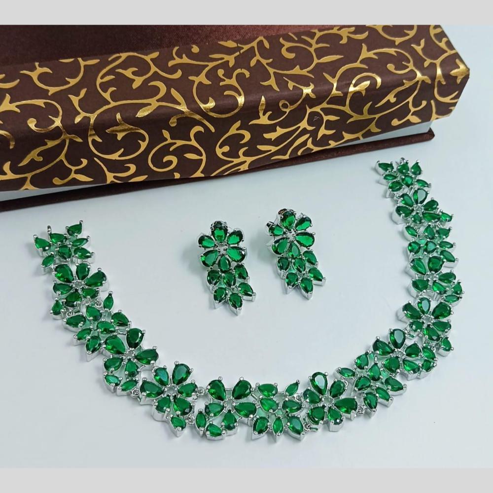 Kavita Art Silver Plated American Diamond Necklace Set