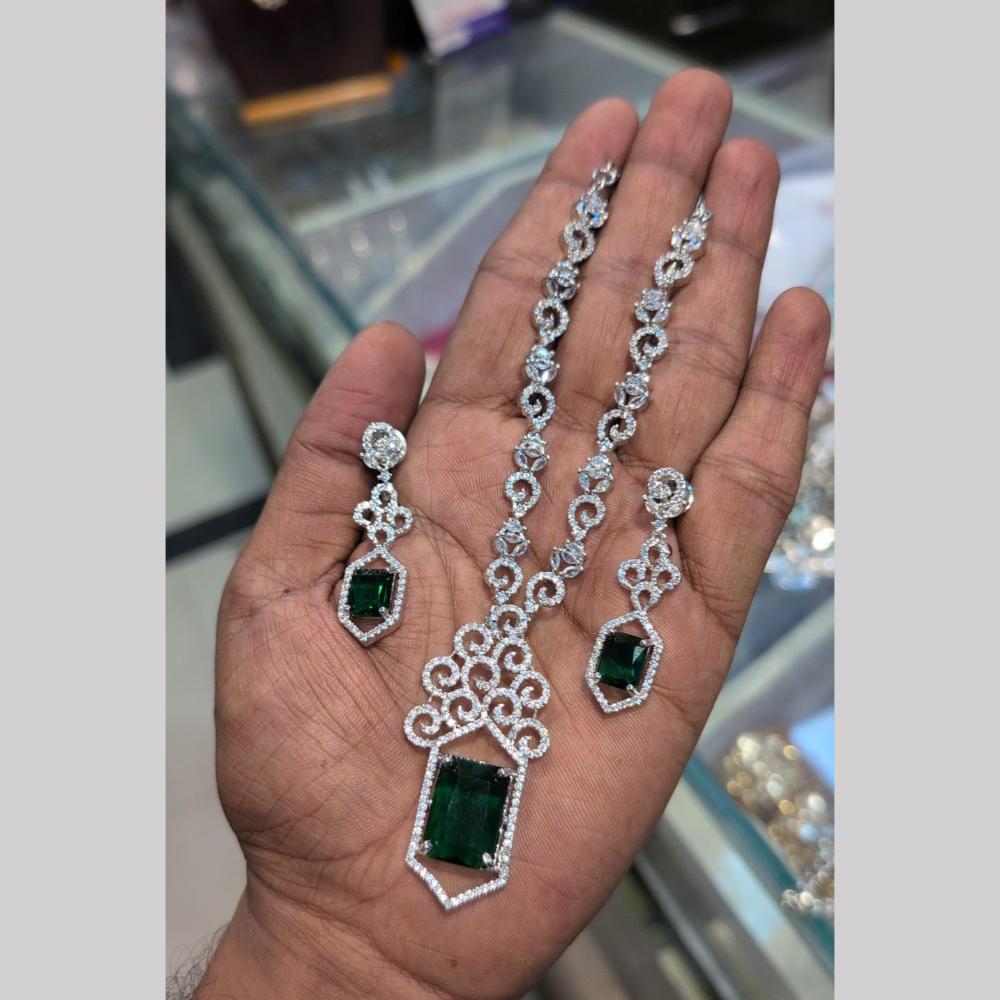 Kavita Art Silver Plated American Diamond Necklace Set