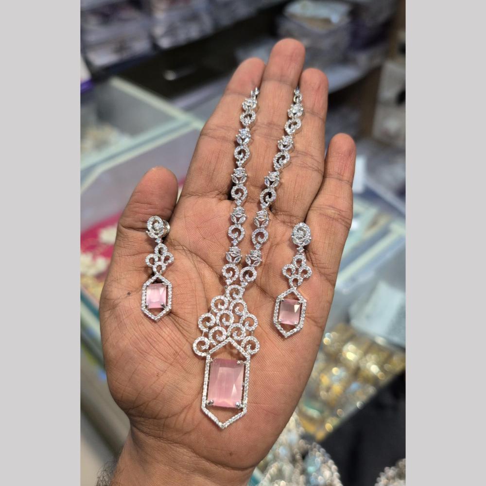 Kavita Art Silver Plated American Diamond Necklace Set