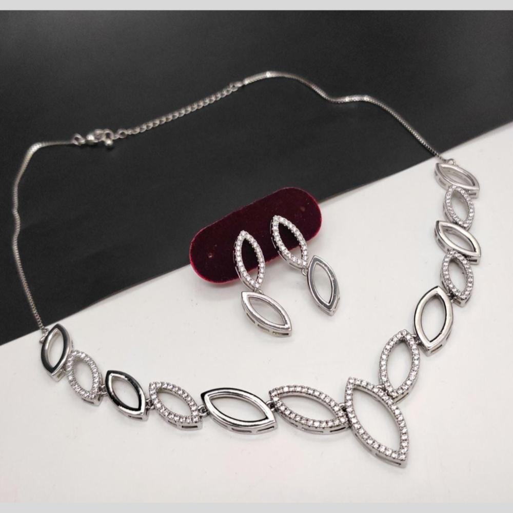 Kavita Art Silver Plated American Diamond Necklace Set