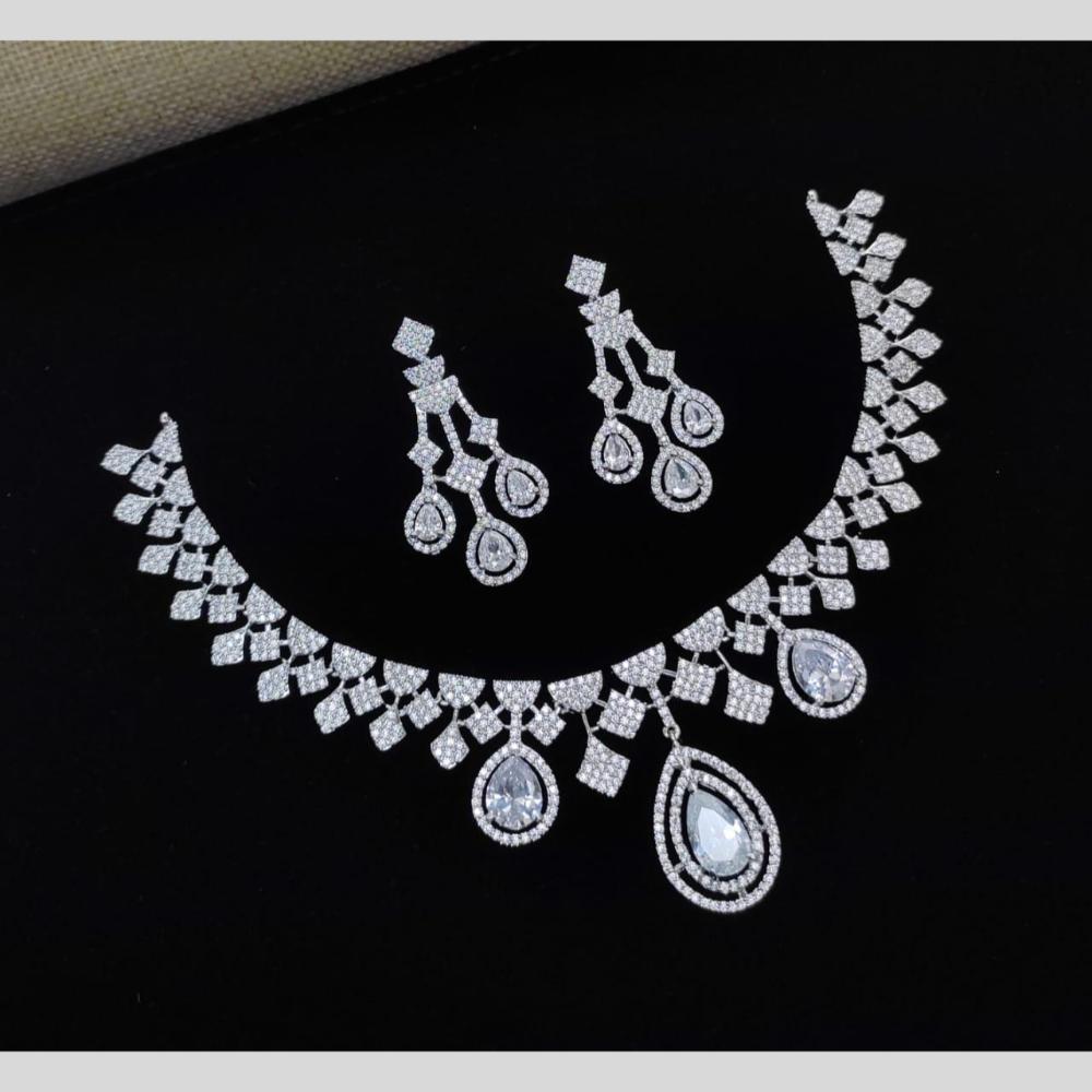 Kavita Art Silver Plated American Diamond Necklace Set