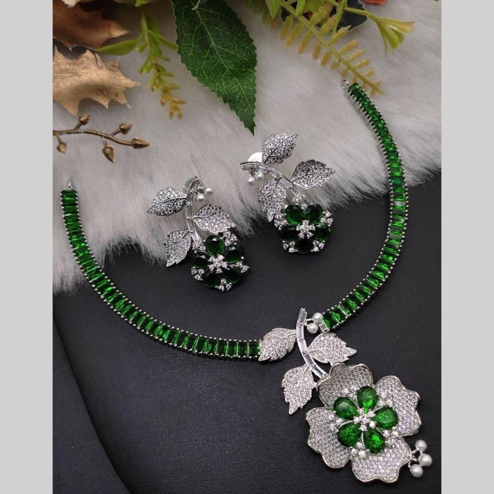 Kavita Art Silver Plated American Diamond Necklace Set