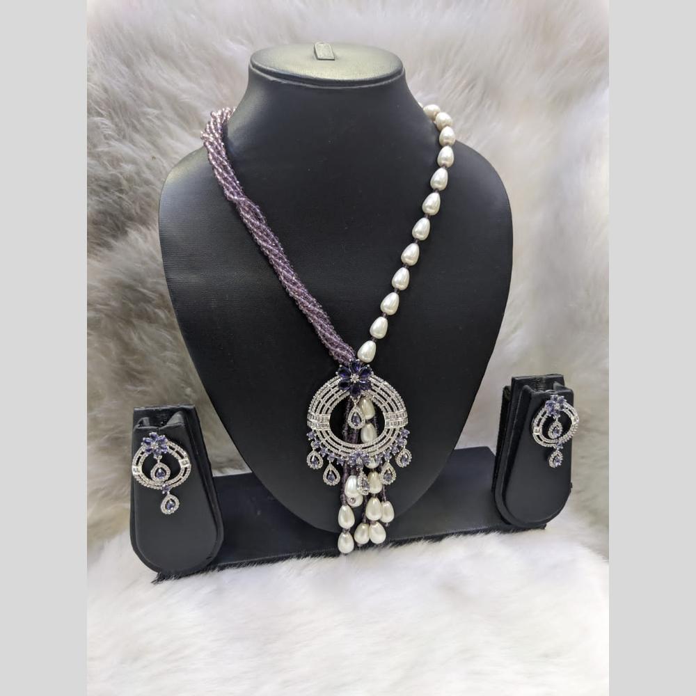 Kavita Art Silver Plated American Diamond Necklace Set