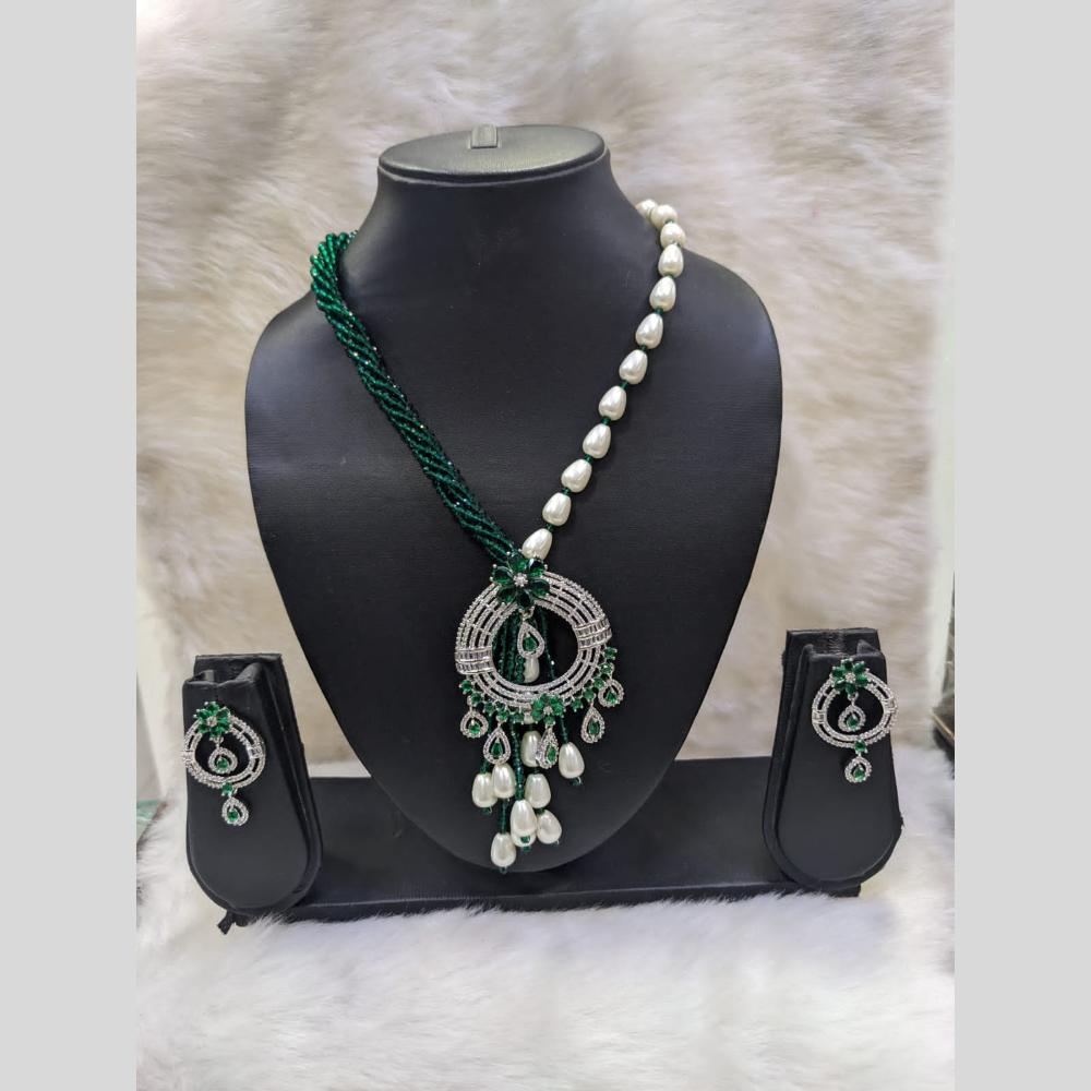 Kavita Art Silver Plated American Diamond Necklace Set