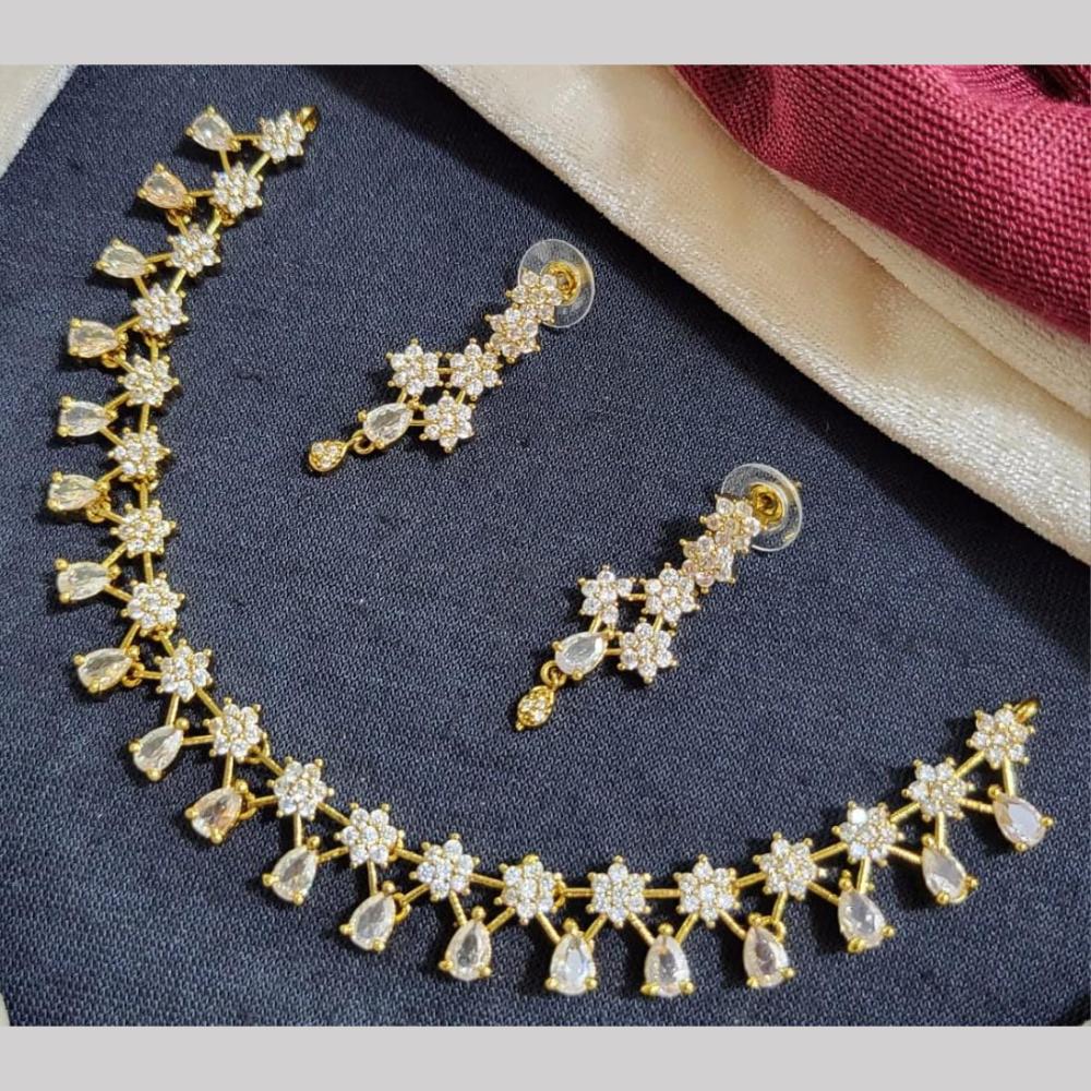 Kavita Art Silver Plated American Diamond Necklace Set