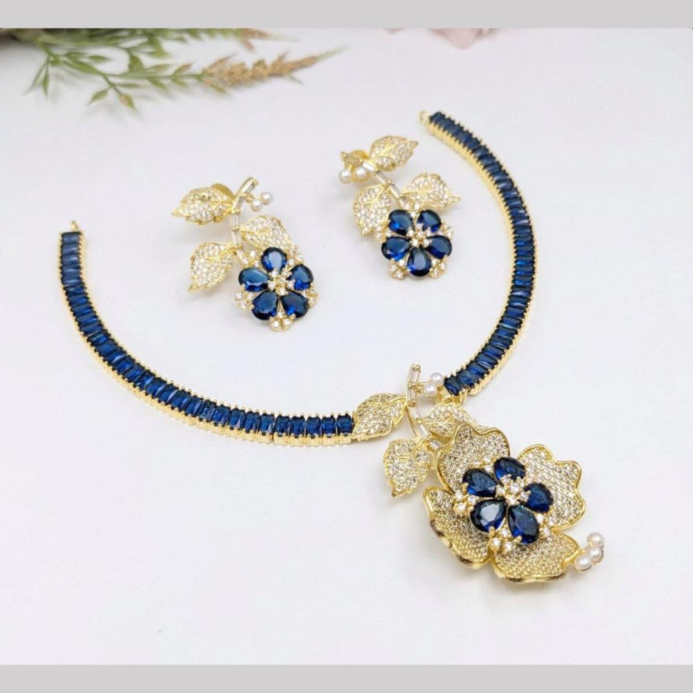 Kavita Art Silver Plated American Diamond Necklace Set